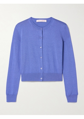 Carolina Herrera - Silk And Cotton-blend Cardigan - Blue - XS,S,M,L,XL