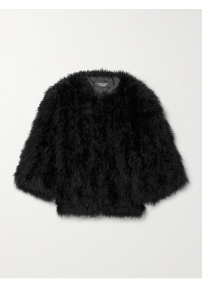 Yves Salomon - Cropped Feathered Satin Jacket - Black - FR 32,FR 34,FR 36,FR 38,FR 40,FR 42,FR 44,FR 46,FR 48