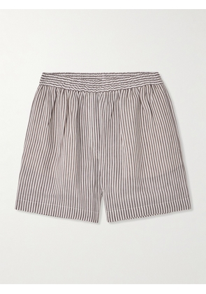 Brunello Cucinelli - Striped Linen And Silk-blend Shorts - Brown - xx small,x small,small,medium,large,x large,xx large