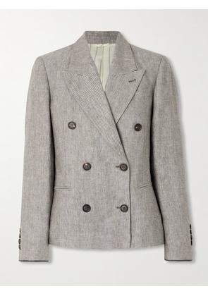 Brunello Cucinelli - Double-breasted Hemp And Linen-blend Blazer - Gray - IT36,IT38,IT40,IT42,IT44,IT46,IT48,IT50