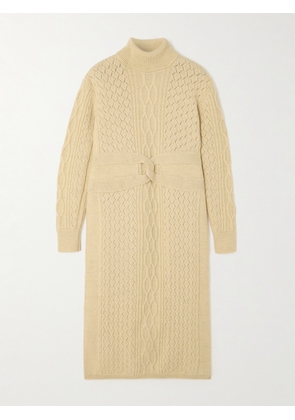 NET-A-PORTER For The King’s Foundation - Cable-knit Wool Turtleneck Midi Dress - Ecru - XS/S,M/L,XL/XXL