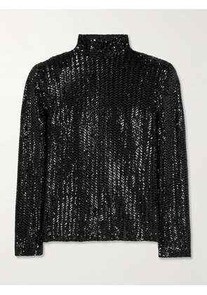 Anine Bing - Josephine Sequined Tulle Top - Black - x small,small,medium,large