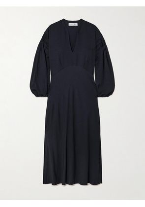 NET-A-PORTER For The King’s Foundation - Smocked Lenzing™ Ecovero™, Enka® And Wool-blend Midi Dress - Blue - UK 6,UK 8,UK 10,UK 12,UK 14,UK 16,UK 18