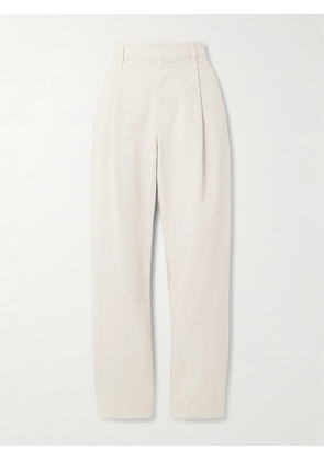 Brunello Cucinelli - Pleated Cotton-blend Twill Tapered Pants - Ecru - IT36,IT38,IT40,IT42,IT44,IT46,IT48,IT50