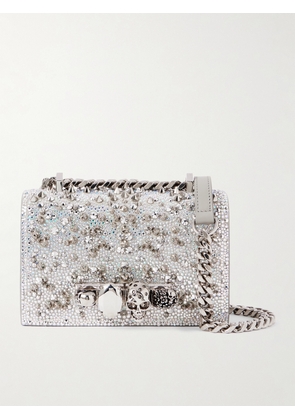 MCQUEEN - Jewelled Satchel Crystal-embellished Studded Suede Shoulder Bag - Silver - One size