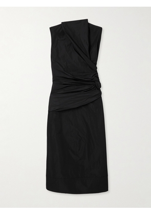 Jil Sander - Gathered Shell Midi Dress - Black - FR 32,FR 34,FR 36,FR 38,FR 40,FR 42