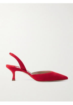 Manolo Blahnik - Carolyne 50 Suede Slingback Pumps - Red - IT36,IT36.5,IT37,IT37.5,IT38,IT38.5,IT39,IT39.5,IT40,IT40.5,IT41,IT41.5,IT42,IT43