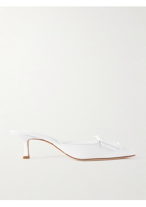 Manolo Blahnik - Maysale 50 Buckled Leather Mules - White - IT36,IT36.5,IT37,IT37.5,IT38,IT38.5,IT39,IT39.5,IT40,IT40.5,IT41,IT41.5,IT42,IT43