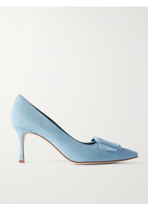 Manolo Blahnik - Maysale 70 Buckled Suede Pumps - Blue - IT36,IT36.5,IT37,IT37.5,IT38,IT38.5,IT39,IT39.5,IT40,IT40.5,IT41,IT41.5,IT42,IT43
