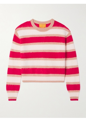 Guest In Residence - Striped Brushed-cashmere Sweater - Red - x small,small,medium,large,x large