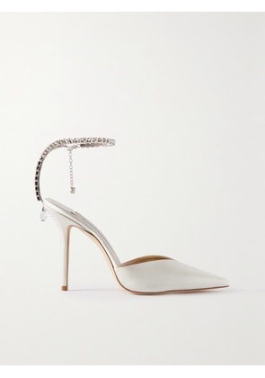 Jimmy Choo - Saeda 100 Crystal-embellished Satin Pumps - White - IT34,IT34.5,IT35,IT35.5,IT36,IT36.5,IT37,IT37.5,IT38,IT38.5,IT39,IT39.5,IT40,IT40.5,IT41,IT41.5,IT42