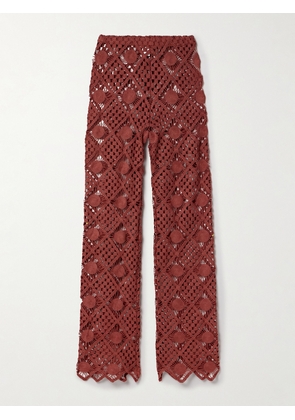 Sara Cristina - Playa Crocheted Cotton Pants - Red - x small,small,medium,large,x large