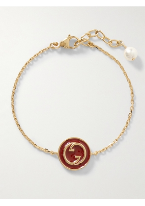 Gucci - Blondie Gold-tone, Faux Pearl And Enamel Bracelet - Red - S