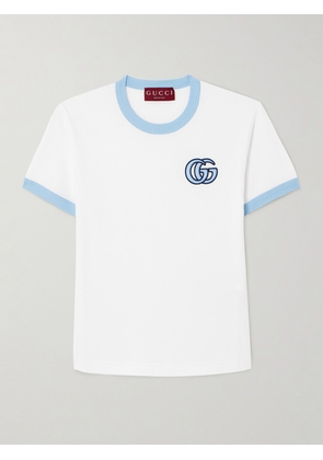 Gucci - Embroidered Cotton-jersey T-shirt - White - XXS,XS,S,M,L,XL,XXL