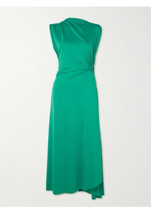 Victoria Beckham - Asymmetric Draped Stretch-crepe Midi Dress - Green - UK 4,UK 6,UK 8,UK 10,UK 12,UK 14,UK 16