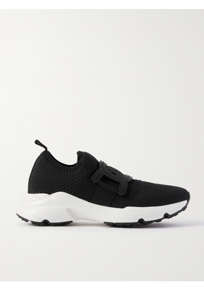 Tod's - Leather-trimmed Stretch-knit Slip-on Sneakers - Black - IT35,IT35.5,IT36,IT36.5,IT37,IT37.5,IT38,IT38.5,IT39,IT39.5,IT40,IT40.5,IT41,IT41.5,IT42