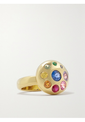 Brent Neale - Large Petal 18-karat Gold, Sapphire And Emerald Ring - 6