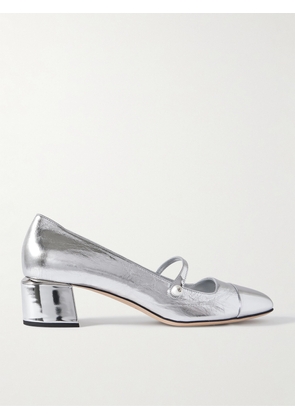 Jimmy Choo - Elisa 45 Embellished Metallic Leather Mary Jane Pumps - Silver - IT36,IT36.5,IT37,IT37.5,IT38,IT38.5,IT39,IT39.5,IT40,IT40.5,IT41,IT41.5,IT42