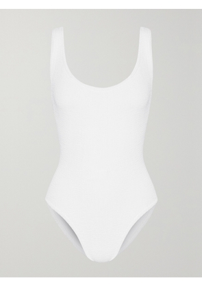 Hunza G - Square Neck Seersucker Swimsuit - White - One size