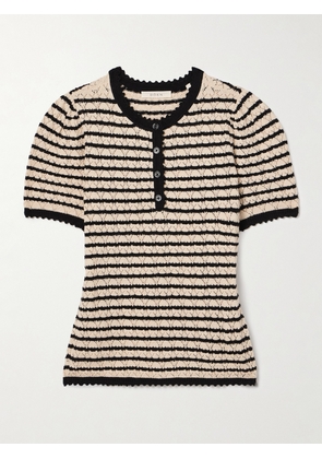 DÔEN - Brandie Striped Pointelle-knit Pima Cotton And Silk-blend Top - Neutrals - x small,small,medium,large,x large