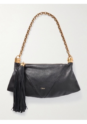 Chloé - Foulard Tasseled Paneled Textured-leather Shoulder Bag - Black - One size