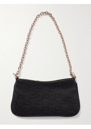 Gucci - Gg Emblem Mini Debossed Textured-leather Shoulder Bag - Black - One size