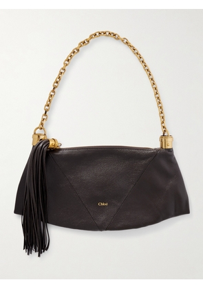Chloé - Foulard Tasseled Paneled Textured-leather Shoulder Bag - Brown - One size