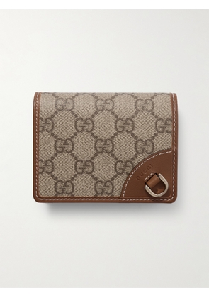 Gucci - Gg Emblem Mini Printed Coated-canvas And Leather Wallet - Brown - One size
