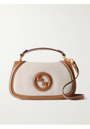 Gucci - Blondie Leather-trimmed Canvas Shoulder Bag - Brown - One size