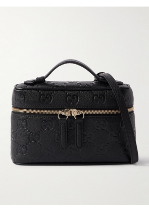 Gucci - Gg Emblem Mini Debossed Textured-leather Shoulder Bag - Black - One size