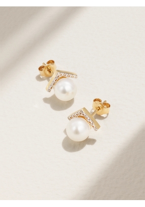 Mateo - 14-karat Gold, Diamond And Pearl Earrings - One size