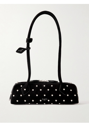 Alaïa - Le Teckel Small Leather-trimmed Studded Suede Shoulder Bag - Black - One size