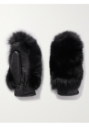 Goldbergh - Hill Faux Fur And Padded Leather Mittens - Black - 6.5,7,7.5,8