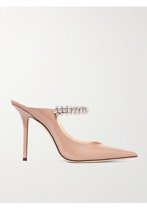 Jimmy Choo - Bing 100 Crystal-embellished Patent-leather Mules - Pink - IT34,IT34.5,IT35,IT35.5,IT36,IT36.5,IT37,IT37.5,IT38,IT38.5,IT39,IT39.5,IT40,IT40.5,IT41,IT41.5,IT42,IT43