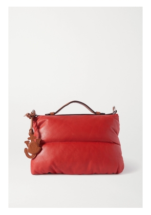 Moncler Genius - + 1 Jw Anderson Quilted Padded Shell And Leather Tote - Burgundy - One size