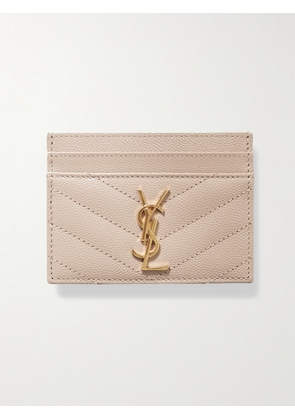 SAINT LAURENT - Monogramme Quilted Textured-leather Cardholder - Neutrals - One size