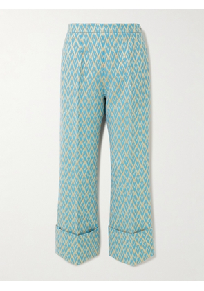 Valentino Garavani - Metallic Wool-blend Jacquard Wide-leg Pants - Blue - IT36,IT38,IT40,IT42,IT44,IT46,IT48,IT50