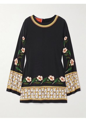 La DoubleJ - Icon Supremes Printed Crepe Mini Dress - Black - xx small,x small,small,medium,large,x large,xx large