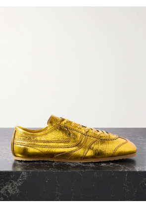 Dries Van Noten - Paneled Metallic Crinkled-leather Sneakers - Gold - IT35,IT36,IT36.5,IT37,IT37.5,IT38,IT38.5,IT39,IT39.5,IT40,IT41