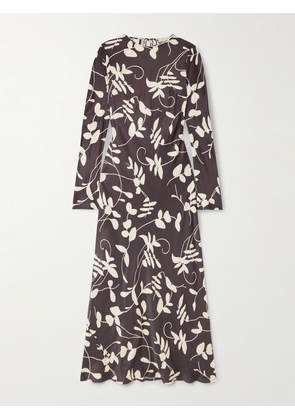 Faithfull - Faroe Open-back Printed Satin Maxi Dress - Brown - x small,small,medium,large,x large,xx large