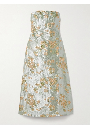 STAUD - Kennedy Strapless Gathered Metallic Brocade Midi Dress - US00,US0,US2,US4,US6,US8,US10,US12,US14,US16
