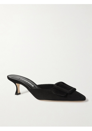 Manolo Blahnik - Maysale 50 Buckled Suede Mules - Black - IT34,IT34.5,IT35,IT35.5,IT36,IT36.5,IT37,IT37.5,IT38,IT38.5,IT39,IT39.5,IT40,IT40.5,IT41,IT41.5,IT42,IT42.5,IT43