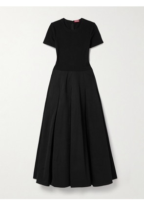 STAUD - Hopper Stretch-jersey And Pleated Faille Maxi Dress - Black - US00,US0,US2,US4,US6,US8,US10,US12,US14,US16