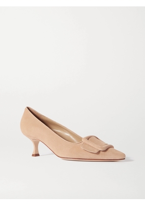 Manolo Blahnik - Maysale 50 Buckled Suede Pumps - Neutrals - IT34,IT35,IT35.5,IT36,IT36.5,IT37,IT37.5,IT38,IT38.5,IT39,IT39.5,IT40,IT40.5,IT41,IT41.5,IT42,IT43