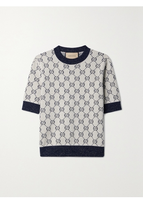 Gucci - Love Parade Metallic Jacquard-knit Cotton-blend Sweater - Blue - XXS,XS,S,M,L,XL,XXL,XXXL