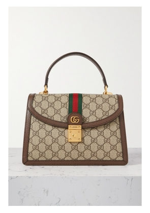 Gucci - Ophidia Textured Leather-trimmed Printed Coated-canvas Tote - Brown - One size
