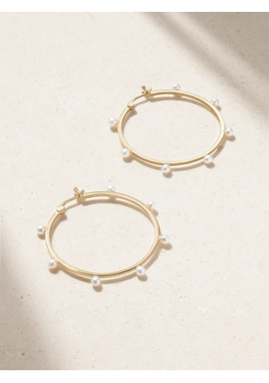 Mateo - Large Dot 14-karat Gold Pearl Hoop Earrings - One size