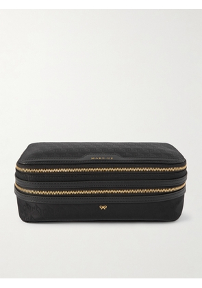 Anya Hindmarch - Make-up Leather-trimmed Jacquard Cosmetics Case - Black - One size