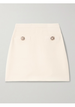 Valentino Garavani - Embellished Wool And Silk-blend Crepe Mini Skirt - Ivory - IT36,IT38,IT40,IT42,IT44,IT46,IT48,IT50