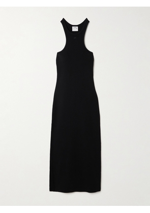 COURREGES - Embroidered Ribbed Cotton-jersey Midi Dress - Black - x small,small,medium,large,x large,xx large